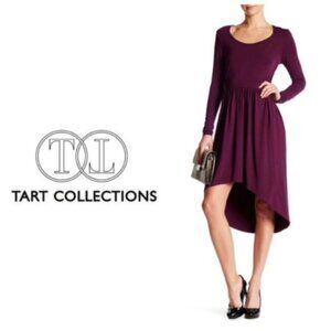 Tart Collections Womens Purple Hi Low Long Sleeve Jersey Midi Dress Sz XS New